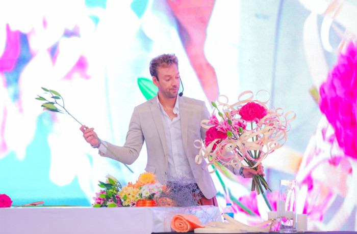 Flower Workshop featuring numerous unique floral works alongside international florist Michael Van Namen.